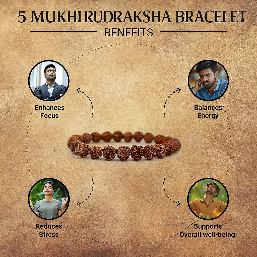 5 Mukhi Rudraksha Bracelet Original