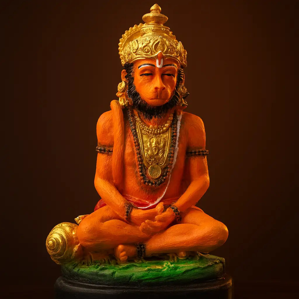 Sinduri Hanuman Pooja Statue Idol Comfortable Polyresin for Decoration Gift Mandir Temple Vastu Showpiece (Orange)