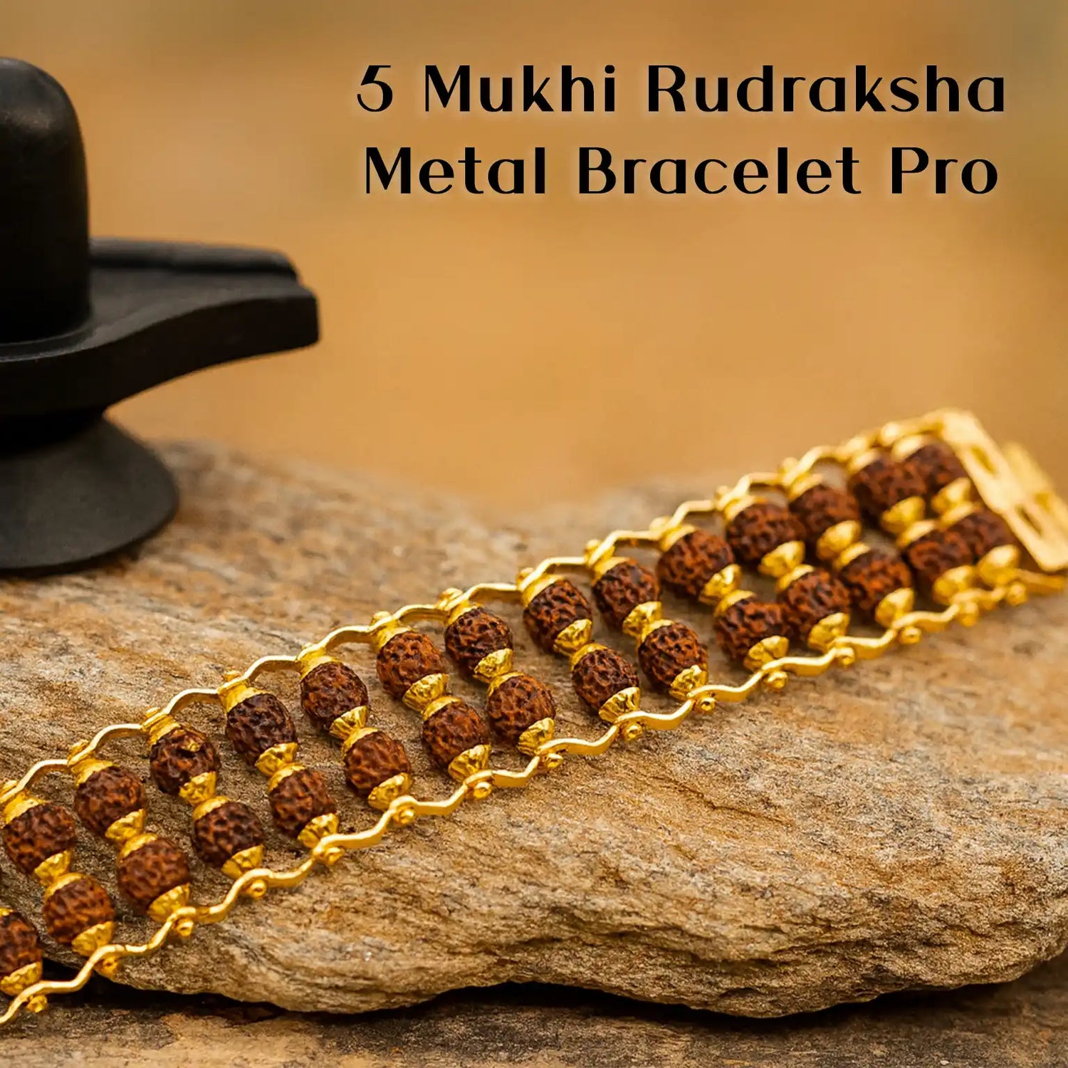 Rudraksha Bracelet with Golden Cap | Gold Plated Designer Bracelet