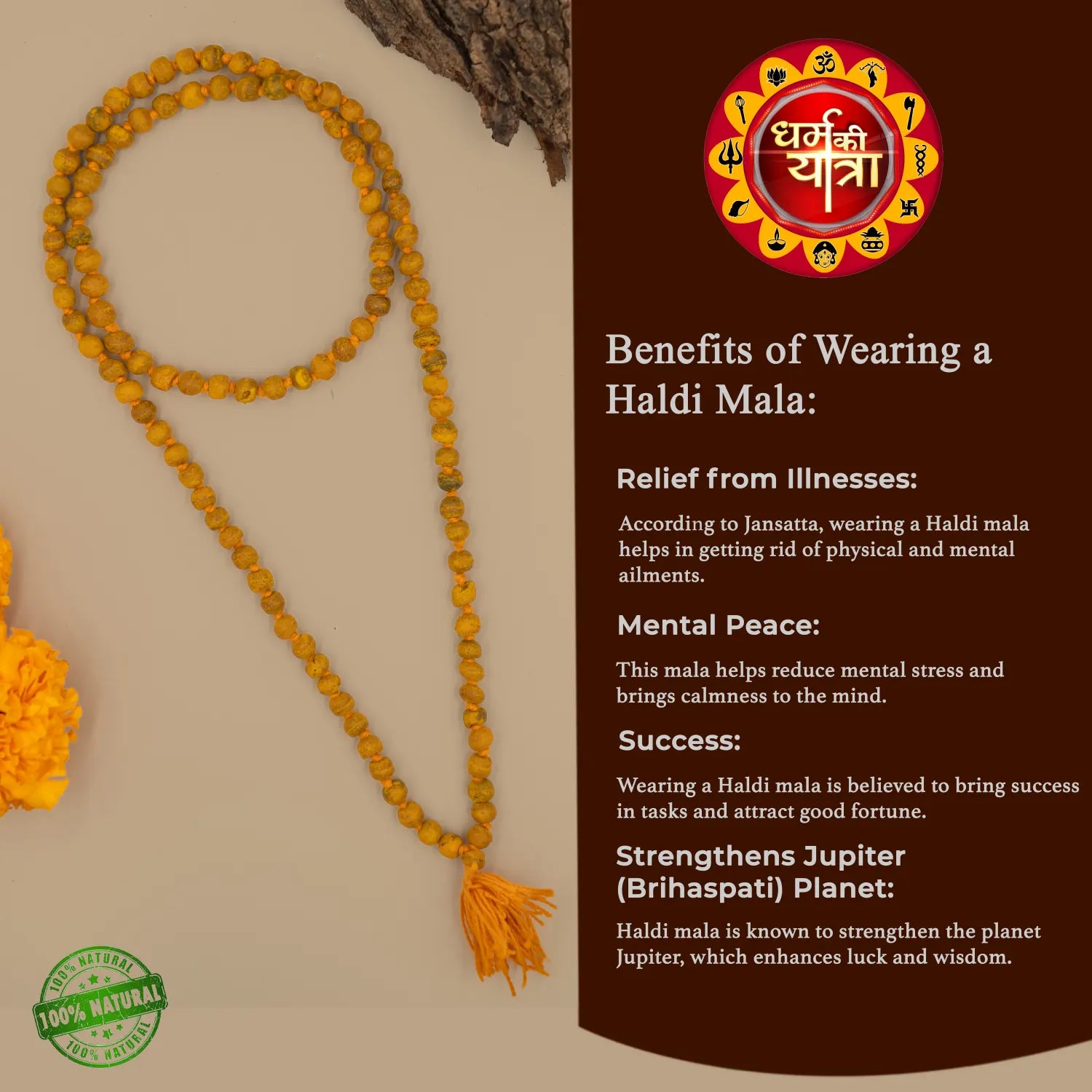 Handmade Haldi Mala: 100% Original Turmeric - Dharm Ki Yatra Store