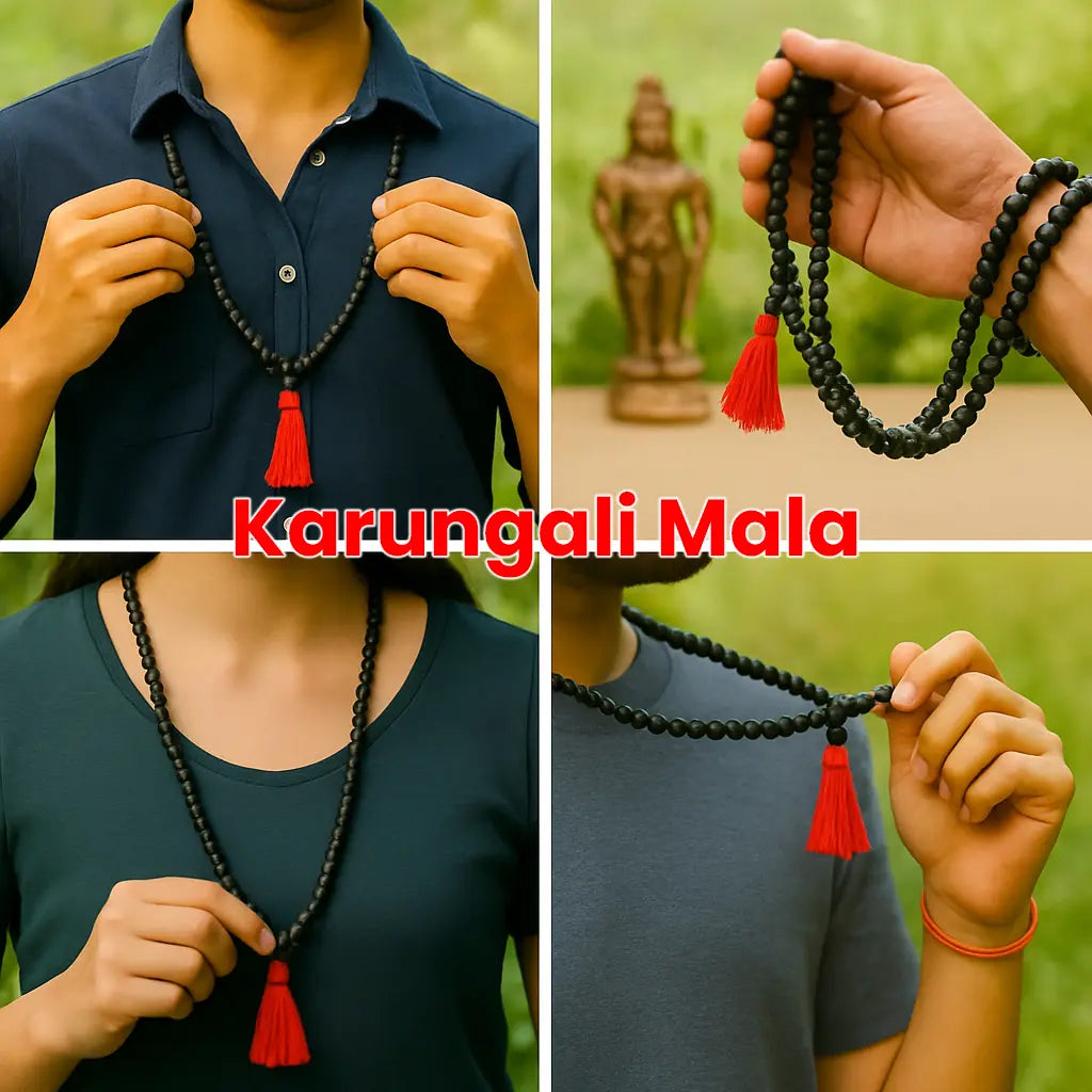 Karungali Japa Mala - 108+1 Beads | Blessed with Sadhu Mantras I Without Cup Natural