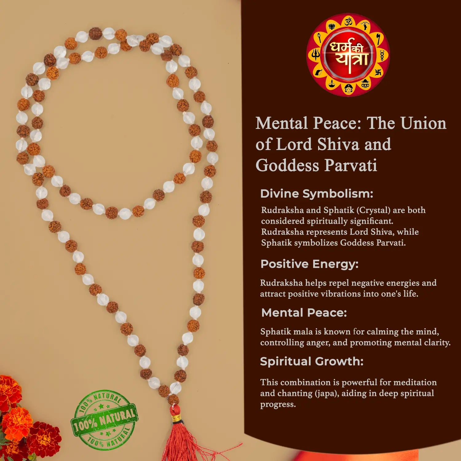 Original White Pearl Sphatik Rudraksha Mala for Jaap