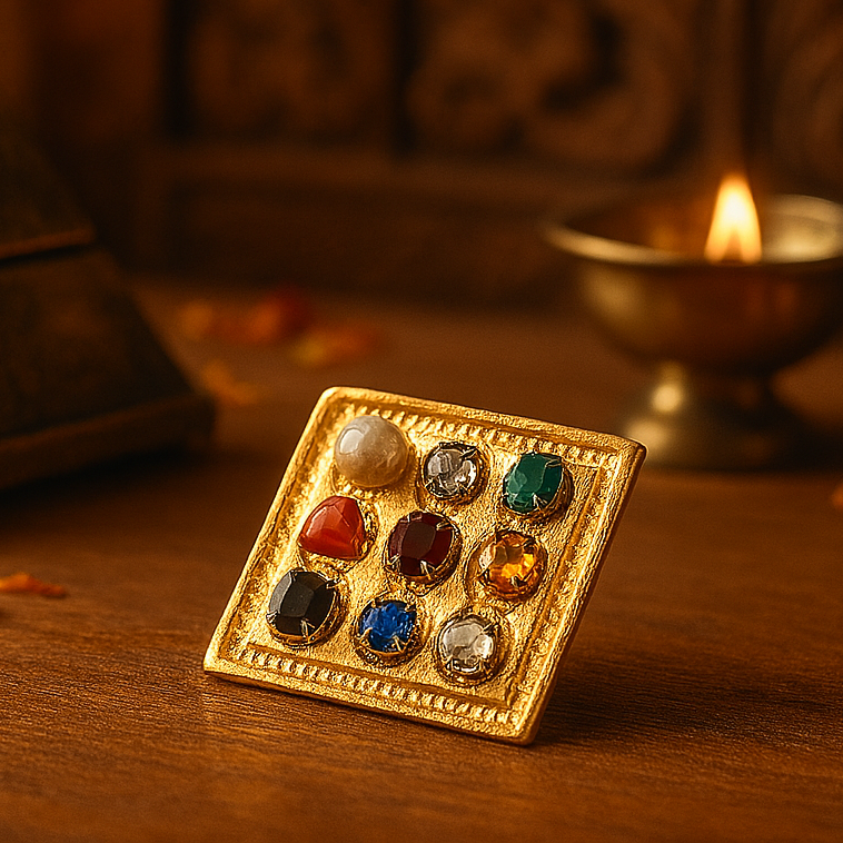 Navgrah Yantra with Navratna Stones | Powerful Vedic Pooja Yantra for Wealth, Business Growth, Career Success & Prosperity