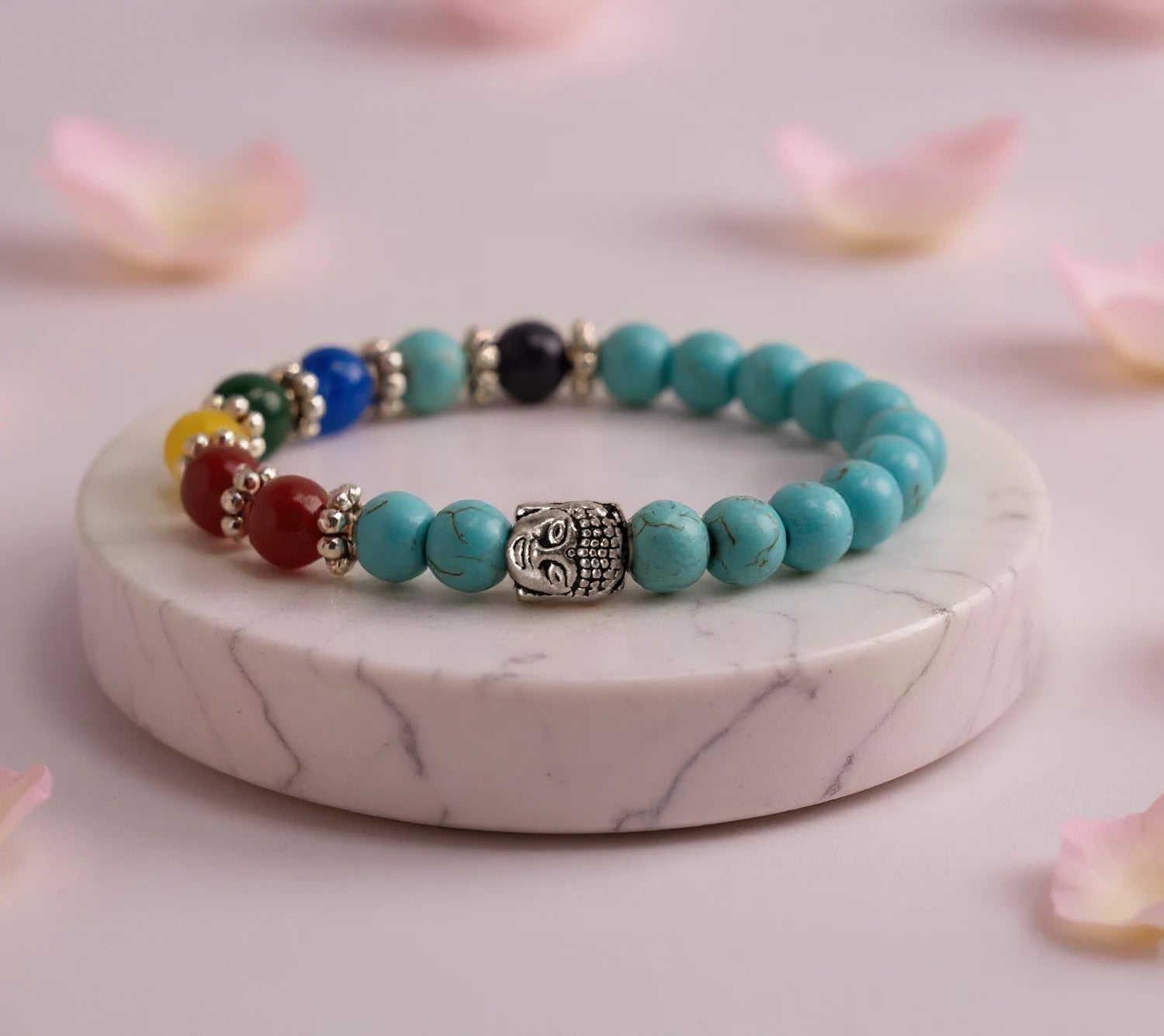 Natural Turquoise Bracelet | 7 Chakra Healing Yoga Bracelet