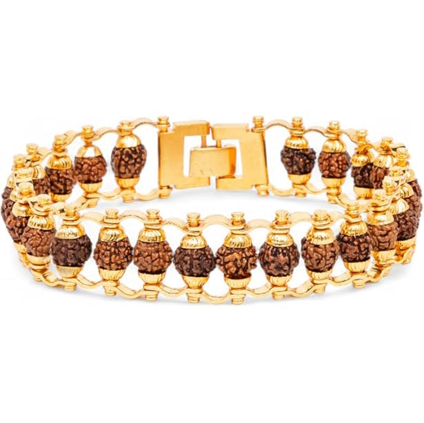 Rudraksh Bracelet with | Golden Cap | Rudraksha Bracelet With Gold Plated