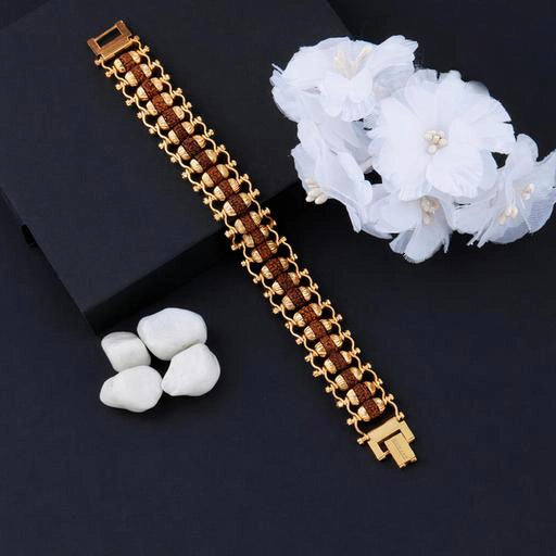 Rudraksh Bracelet with | Golden Cap | Rudraksha Bracelet With Gold Plated