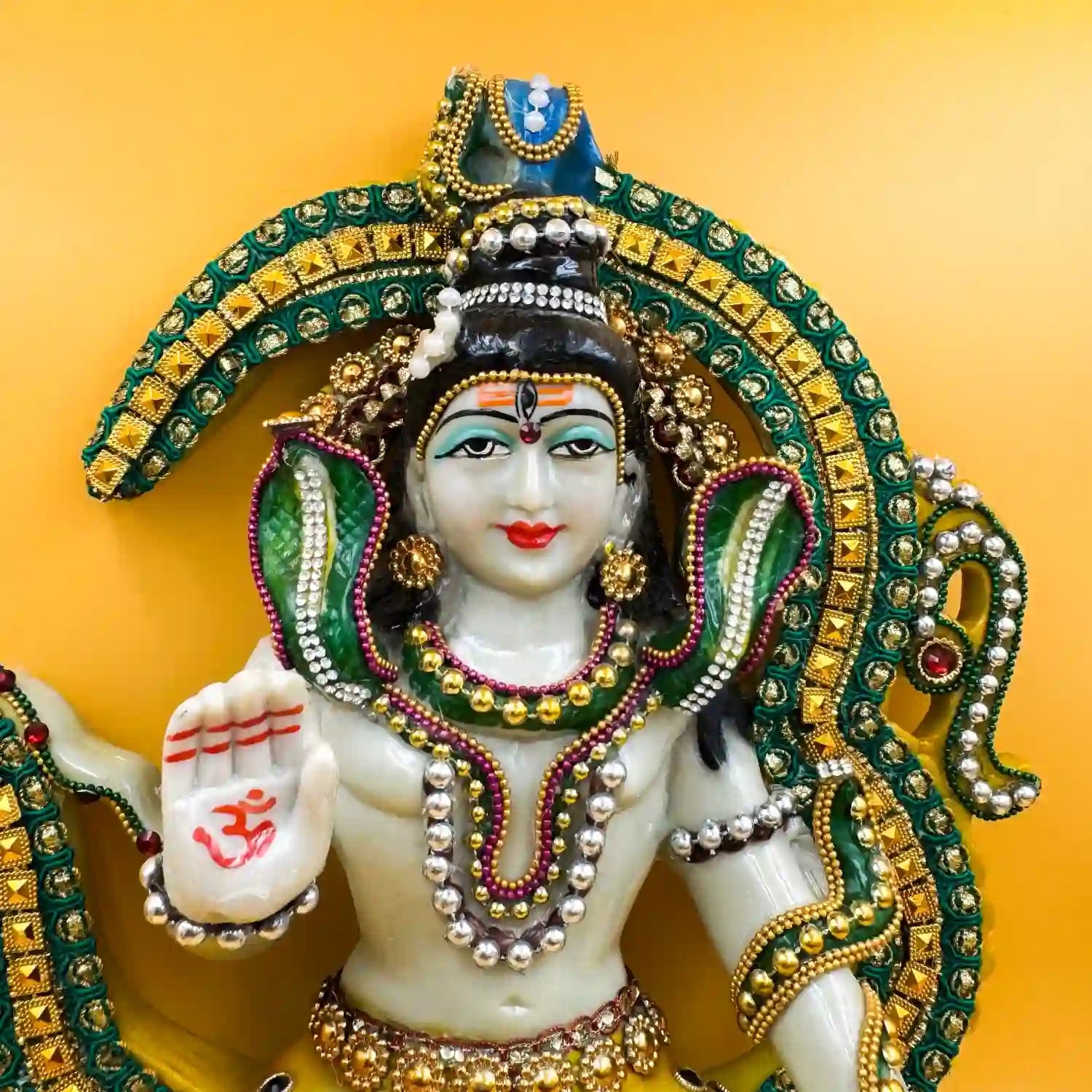 Marble Look Lord Shiv Murti Shiva Idol, Spiritual Figurine Religious Pooja God/Home Décor/Temple Decorative Showpiece - Om Shiv Idol in Dress (9X3.5X10.5 inches)