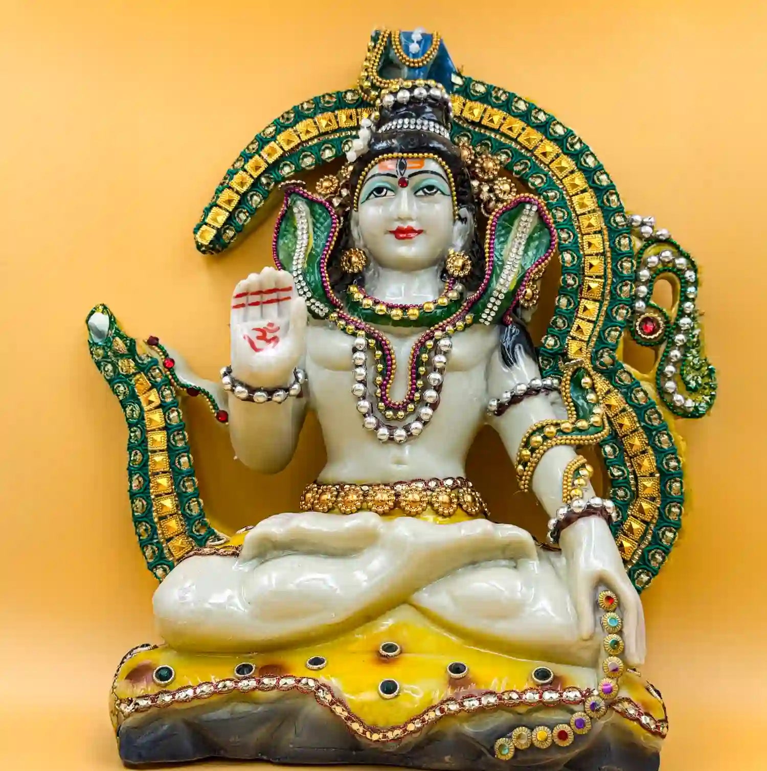 Marble Look Lord Shiv Murti Shiva Idol, Spiritual Figurine Religious Pooja God/Home Décor/Temple Decorative Showpiece - Om Shiv Idol in Dress (9X3.5X10.5 inches)