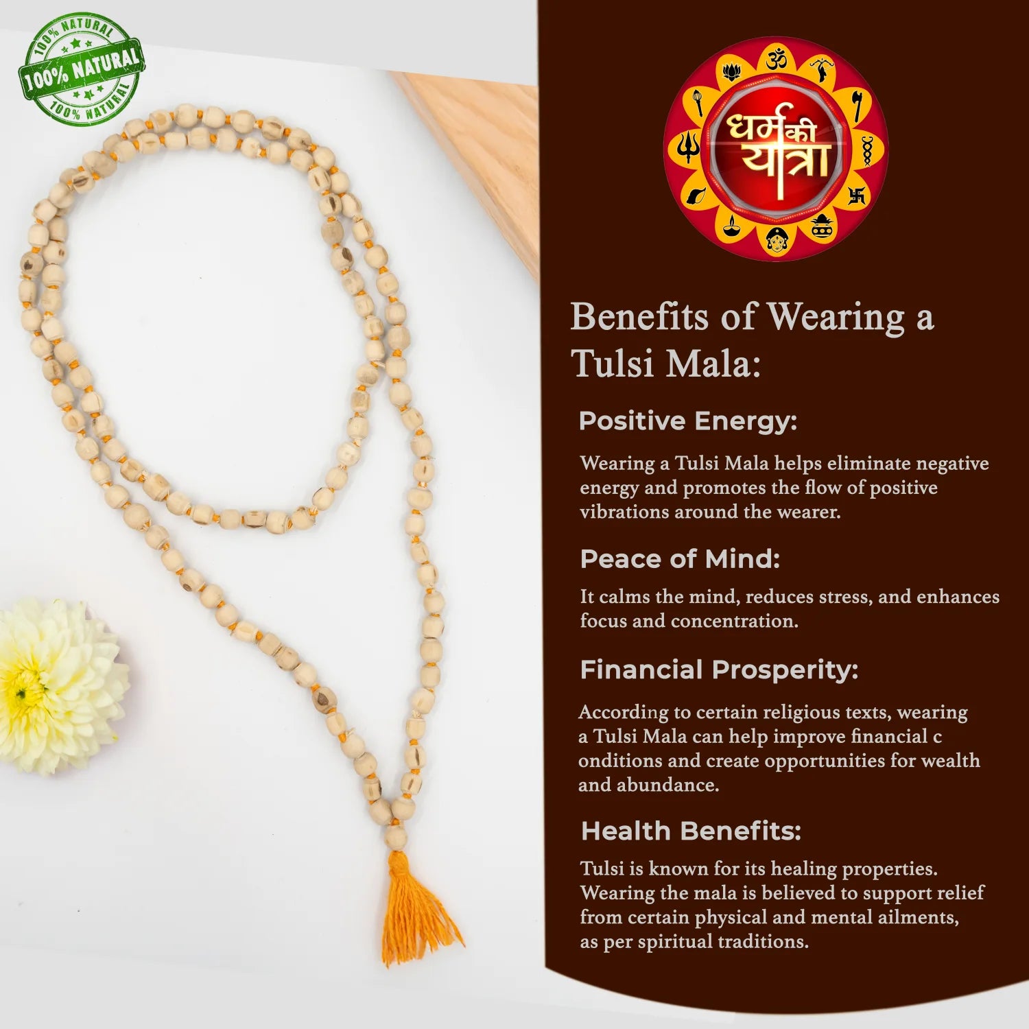 original Tulsi Mala | 108 Holy Basil Wood Beads